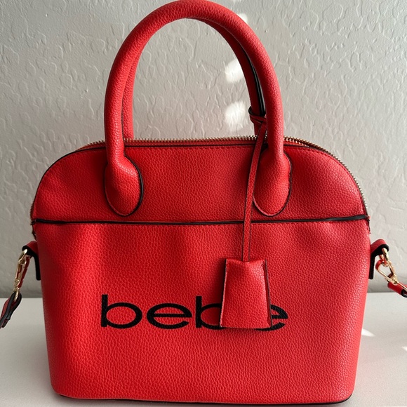 Bebe Fabiola Mini Dome Purse Ruby Red & Black - Picture 5 of 12